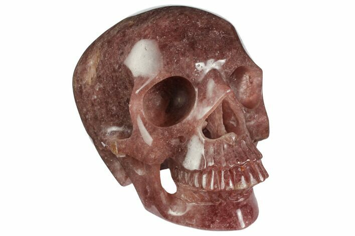 Realistic, Carved Strawberry Quartz Crystal Skull #150857